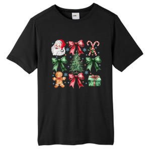 Coquette Bow Santa Christmas Tree Christmas Vibes Cool Gift Tall Fusion ChromaSoft Performance T-Shirt