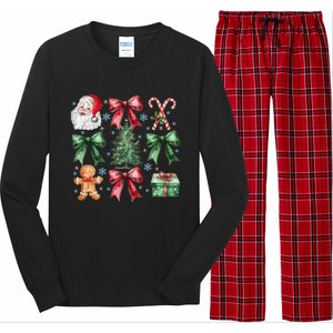 Coquette Bow Santa Christmas Tree Christmas Vibes Cool Gift Long Sleeve Pajama Set