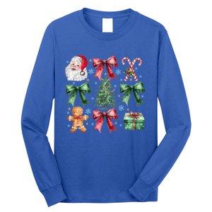 Coquette Bow Santa Christmas Tree Christmas Vibes Cool Gift Long Sleeve Shirt