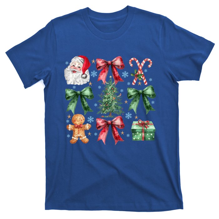 Coquette Bow Santa Christmas Tree Christmas Vibes Cool Gift T-Shirt