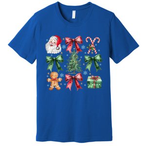 Coquette Bow Santa Christmas Tree Christmas Vibes Cool Gift Premium T-Shirt