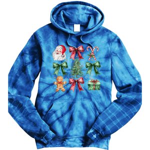 Coquette Bow Santa Christmas Tree Christmas Vibes Cool Gift Tie Dye Hoodie