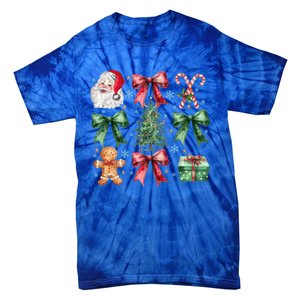 Coquette Bow Santa Christmas Tree Christmas Vibes Cool Gift Tie-Dye T-Shirt