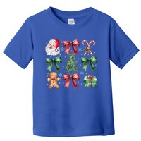 Coquette Bow Santa Christmas Tree Christmas Vibes Cool Gift Toddler T-Shirt