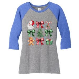 Coquette Bow Santa Christmas Tree Christmas Vibes Cool Gift Women's Tri-Blend 3/4-Sleeve Raglan Shirt