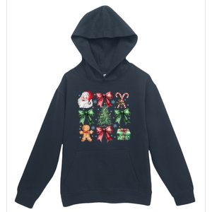 Coquette Bow Santa Christmas Tree Christmas Vibes Cool Gift Urban Pullover Hoodie