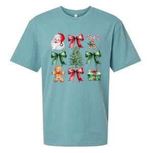 Coquette Bow Santa Christmas Tree Christmas Vibes Cool Gift Sueded Cloud Jersey T-Shirt