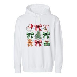 Coquette Bow Santa Christmas Tree Christmas Vibes Cool Gift Garment-Dyed Fleece Hoodie