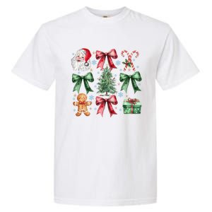 Coquette Bow Santa Christmas Tree Christmas Vibes Cool Gift Garment-Dyed Heavyweight T-Shirt