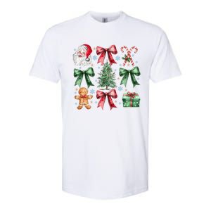 Coquette Bow Santa Christmas Tree Christmas Vibes Cool Gift Softstyle CVC T-Shirt