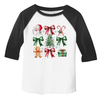 Coquette Bow Santa Christmas Tree Christmas Vibes Cool Gift Toddler Fine Jersey T-Shirt