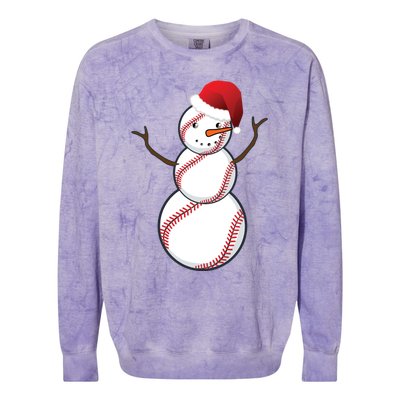 Christmas Baseball Snowman Colorblast Crewneck Sweatshirt