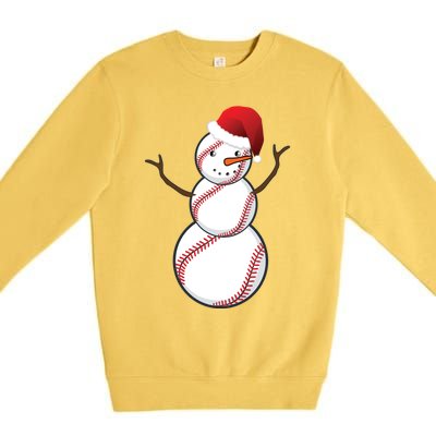 Christmas Baseball Snowman Premium Crewneck Sweatshirt