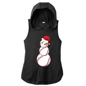 Christmas Baseball Snowman Ladies PosiCharge Tri-Blend Wicking Draft Hoodie Tank