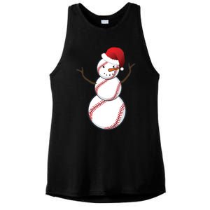 Christmas Baseball Snowman Ladies PosiCharge Tri-Blend Wicking Tank