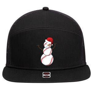 Christmas Baseball Snowman 7 Panel Mesh Trucker Snapback Hat