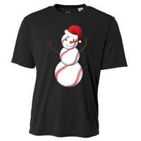 Christmas Baseball Snowman Cooling Performance Crew T-Shirt