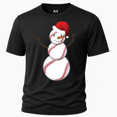 Christmas Baseball Snowman Cooling Performance Crew T-Shirt