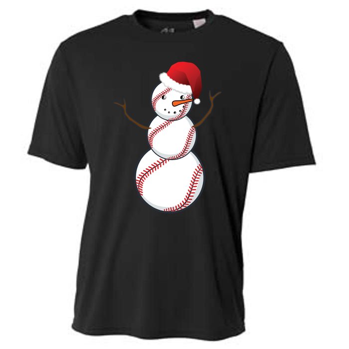 Christmas Baseball Snowman Cooling Performance Crew T-Shirt