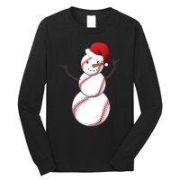 Christmas Baseball Snowman Long Sleeve Shirt