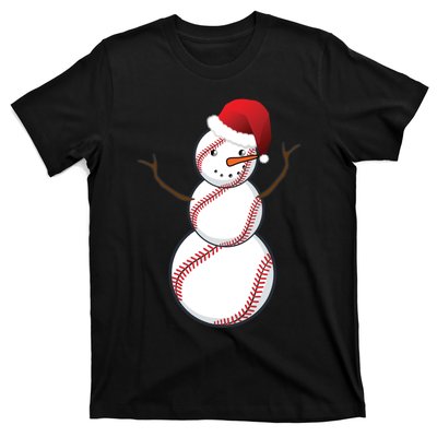 Christmas Baseball Snowman T-Shirt