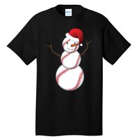 Christmas Baseball Snowman Tall T-Shirt