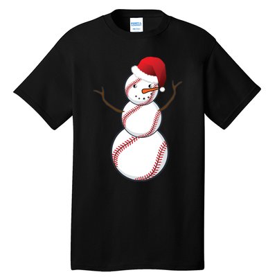 Christmas Baseball Snowman Tall T-Shirt