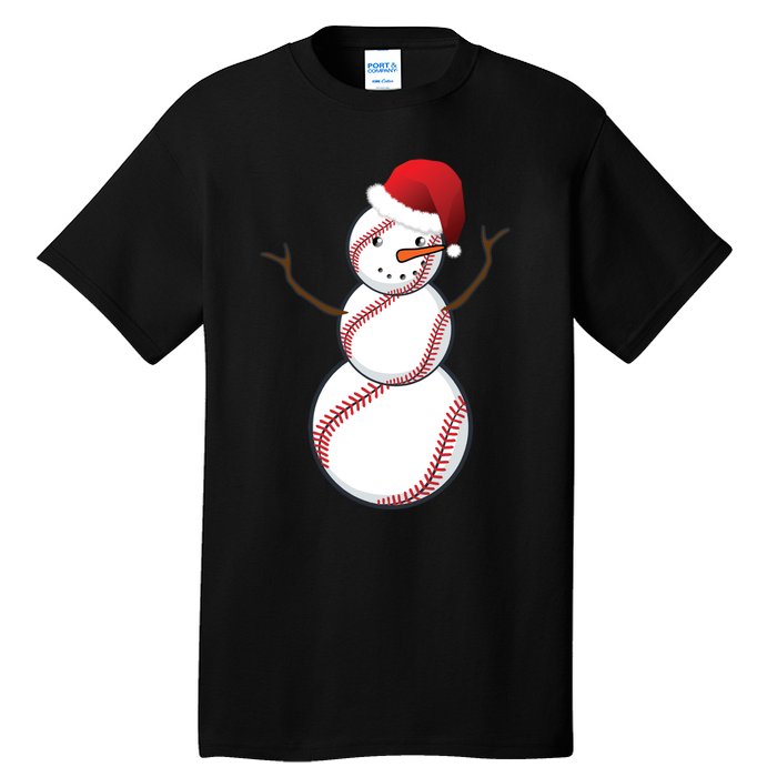 Christmas Baseball Snowman Tall T-Shirt