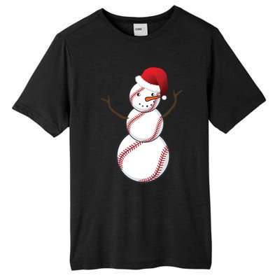 Christmas Baseball Snowman Tall Fusion ChromaSoft Performance T-Shirt