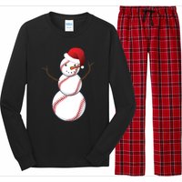 Christmas Baseball Snowman Long Sleeve Pajama Set