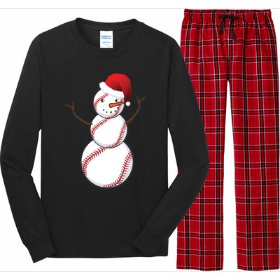 Christmas Baseball Snowman Long Sleeve Pajama Set