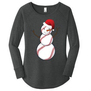 Christmas Baseball Snowman Women's Perfect Tri Tunic Long Sleeve Shirt