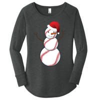 Christmas Baseball Snowman Women's Perfect Tri Tunic Long Sleeve Shirt