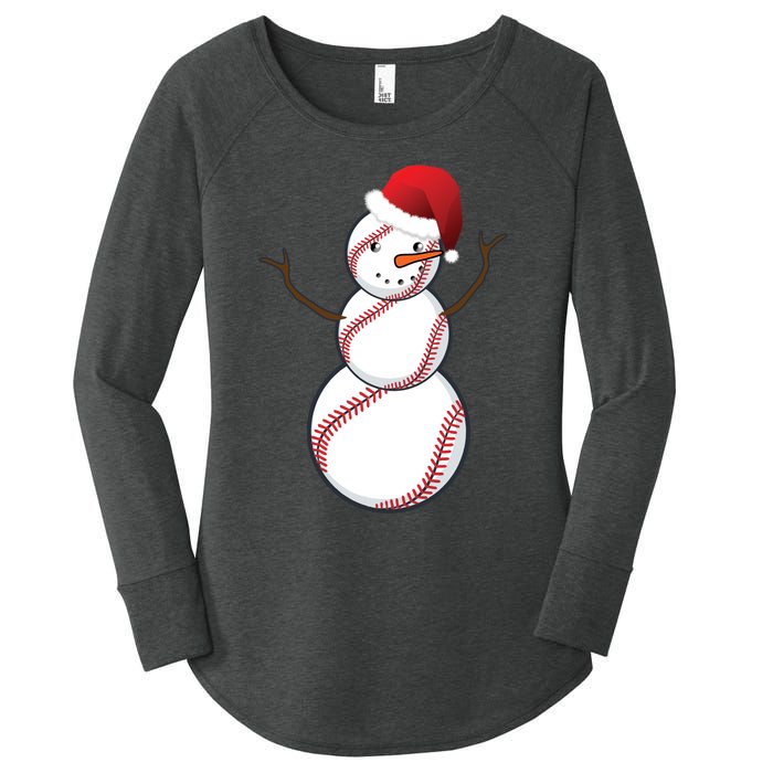 Christmas Baseball Snowman Women's Perfect Tri Tunic Long Sleeve Shirt