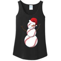 Christmas Baseball Snowman Ladies Essential Tank