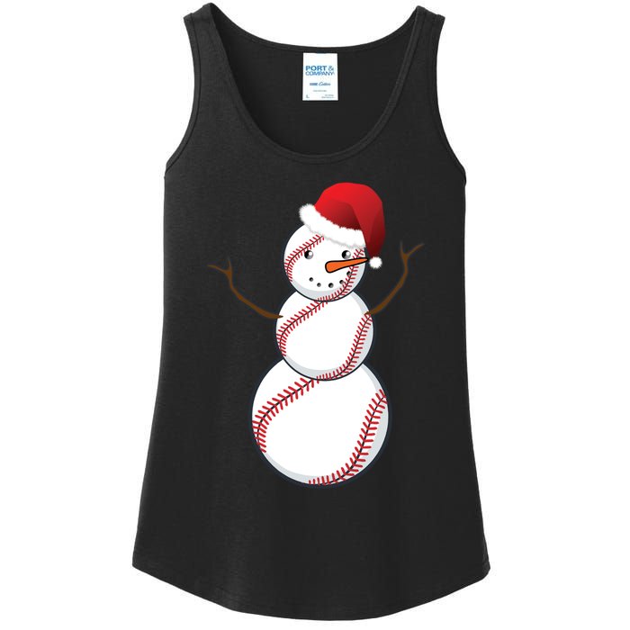 Christmas Baseball Snowman Ladies Essential Tank