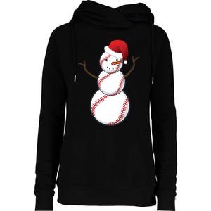 Christmas Baseball Snowman Womens Funnel Neck Pullover Hood