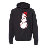 Christmas Baseball Snowman Premium Hoodie