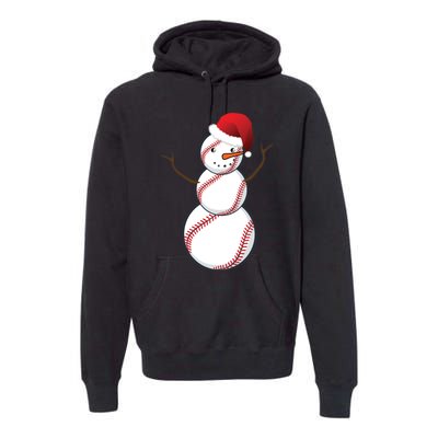 Christmas Baseball Snowman Premium Hoodie