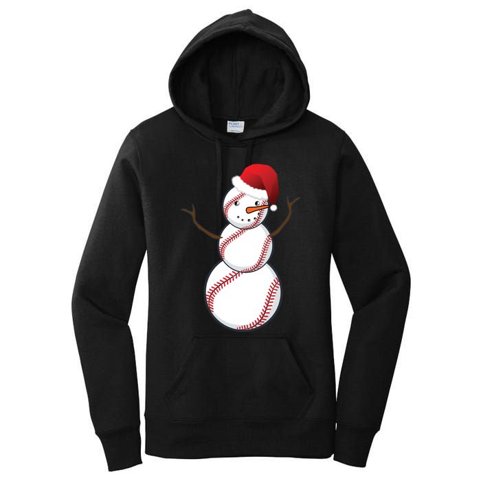 Christmas Baseball Snowman Women's Pullover Hoodie