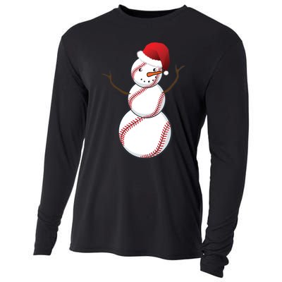 Christmas Baseball Snowman Cooling Performance Long Sleeve Crew