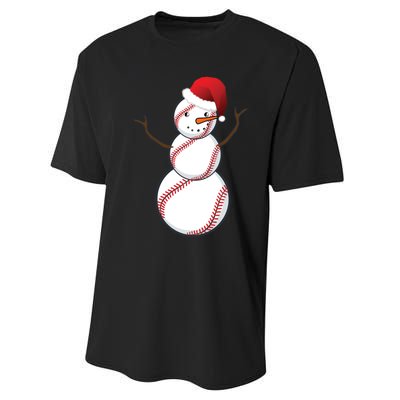 Christmas Baseball Snowman Performance Sprint T-Shirt