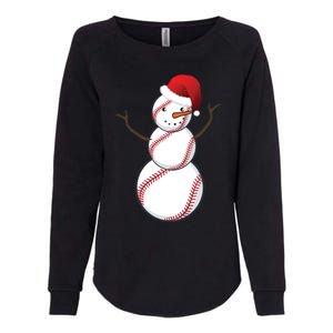 Christmas Baseball Snowman Womens California Wash Sweatshirt