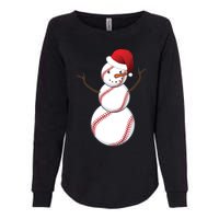 Christmas Baseball Snowman Womens California Wash Sweatshirt