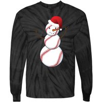 Christmas Baseball Snowman Tie-Dye Long Sleeve Shirt