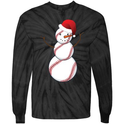 Christmas Baseball Snowman Tie-Dye Long Sleeve Shirt