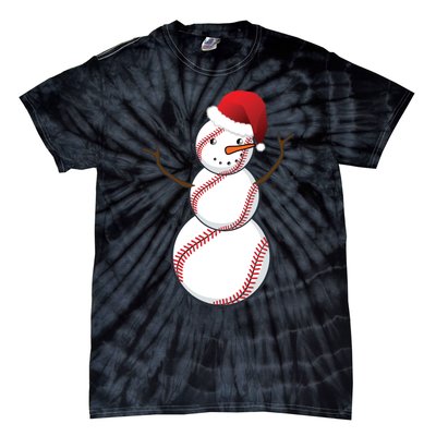 Christmas Baseball Snowman Tie-Dye T-Shirt