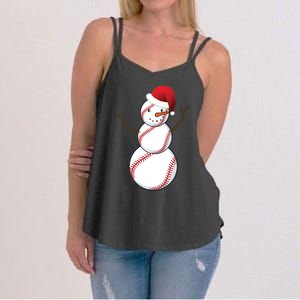 Christmas Baseball Snowman Women's Strappy Tank