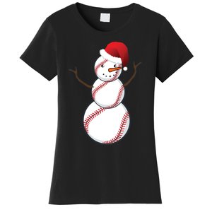 Christmas Baseball Snowman Women's T-Shirt