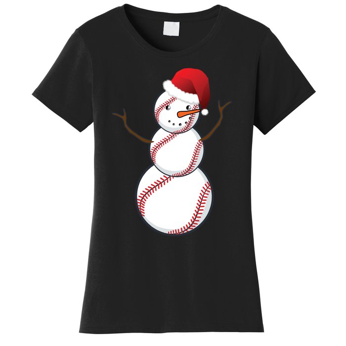 Christmas Baseball Snowman Women's T-Shirt